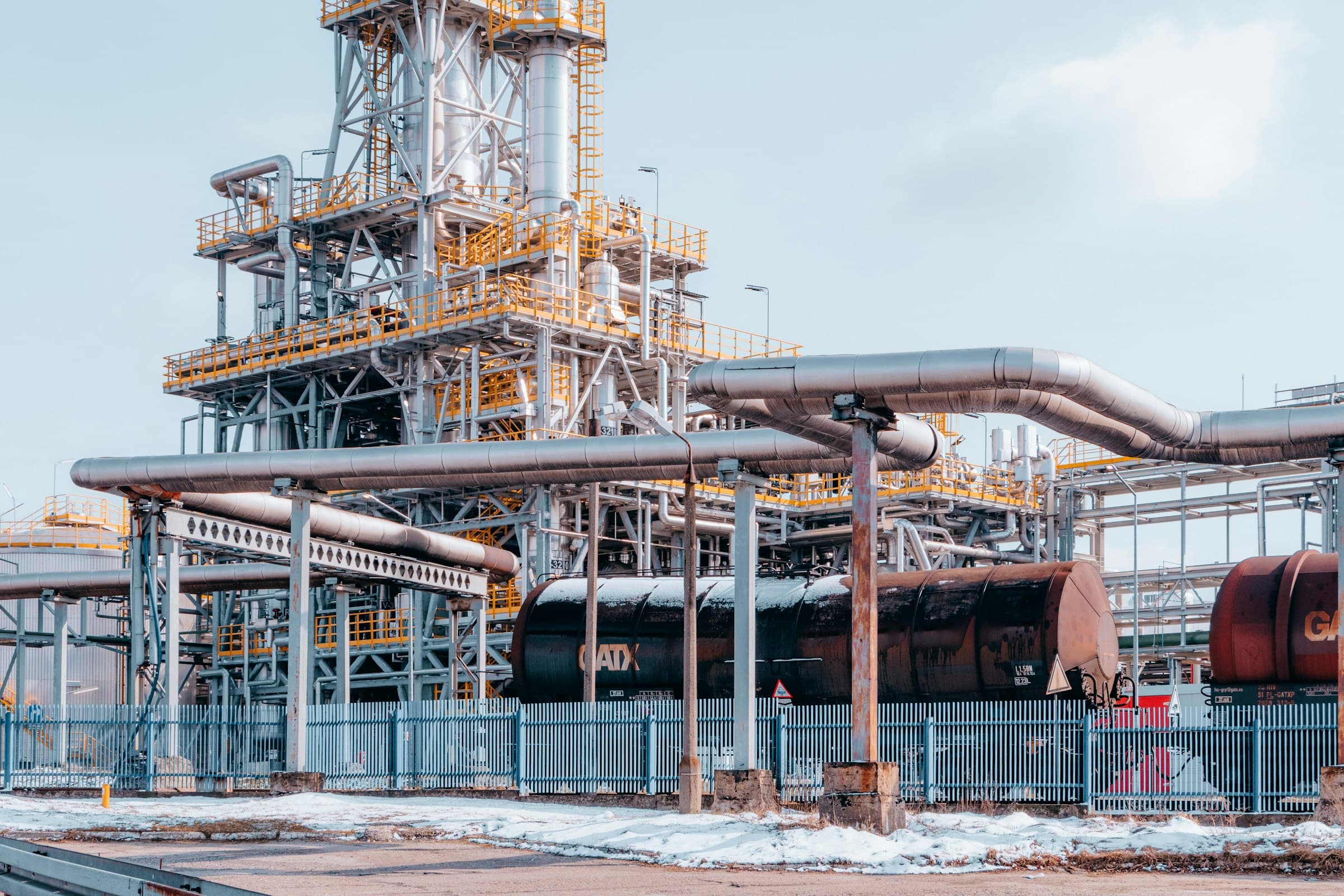 Industrial refinery and pipeline infrastructure